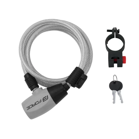 Zámek FORCE RON spirálový s držákem, 185cm/8mm, čirý potah