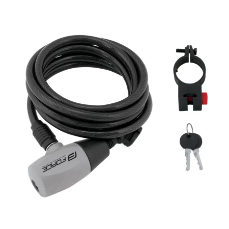 Zámek FORCE RON spirálový s držákem 185cm/8mm, černý