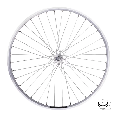 Přední kolo FORCE PRIME 26&quot; 559x21, stříbrné, F80428, 36d