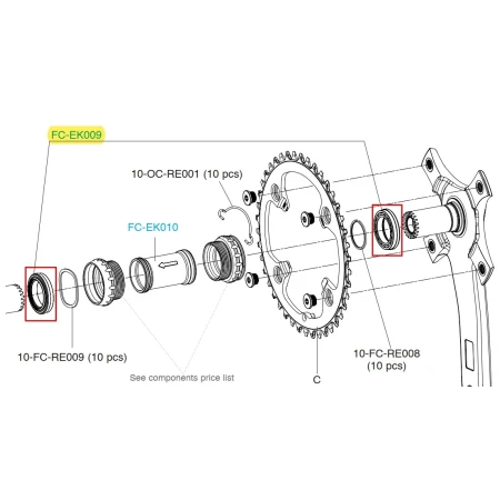 Ložisko pro kliky Campagnolo EKAR 13s, PRO-TECH (2ks)